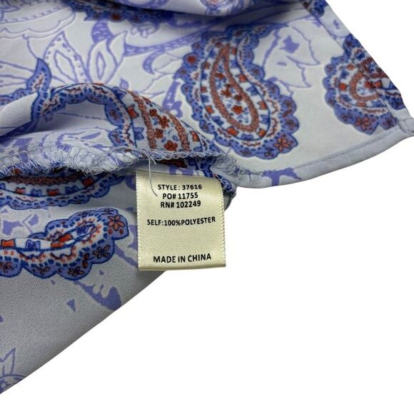 Skies Are Blue Paisley Ruffle Boho Career Airy Career Office Tank Blouse L - Picture 11 of 11